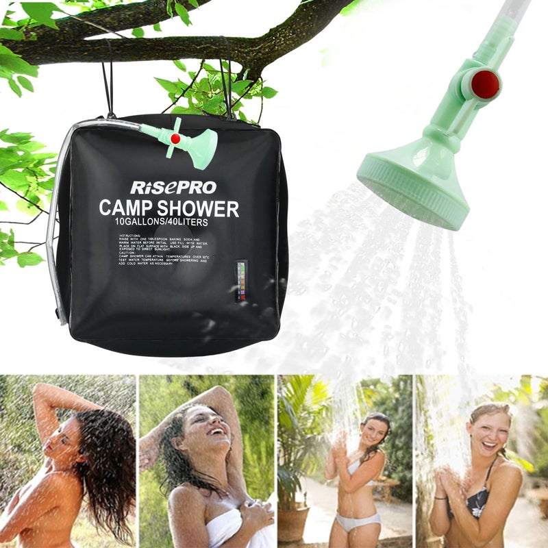 RISEPRO 10 gallons/40L Solar Shower Bag Solar Heating Camping Shower Bag with Temperature Hot Water Outdoor Hiking Climbing XH07 - Image 2